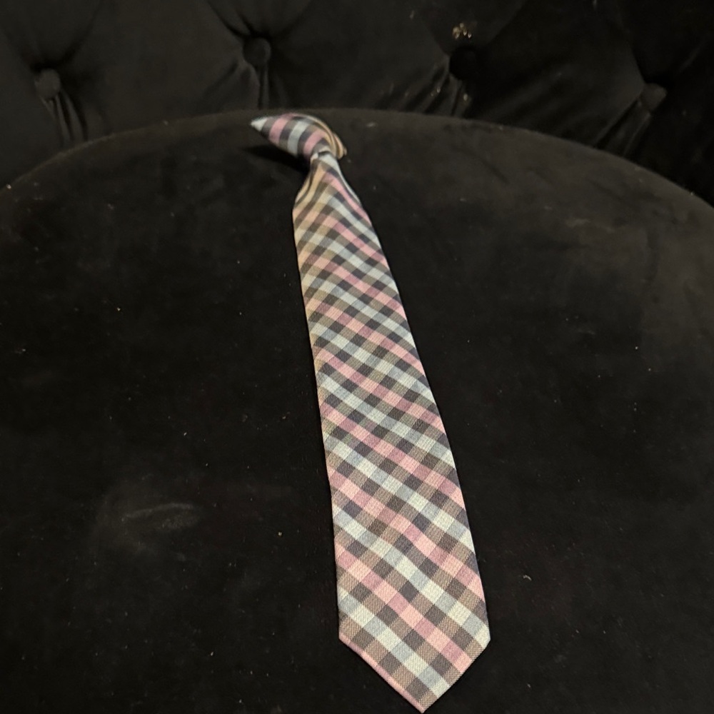 Boys Checkered Tie - Blue, Pink, Black